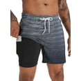 thumbnail image 1 of APTRO Mens Swim Trunks With 2 in 1 Compression Liner 5.5"Board Shorts Quick Dry Swimming Bathing Suit Summer Beach Shorts Gradient Gray MK270, 1 of 7
