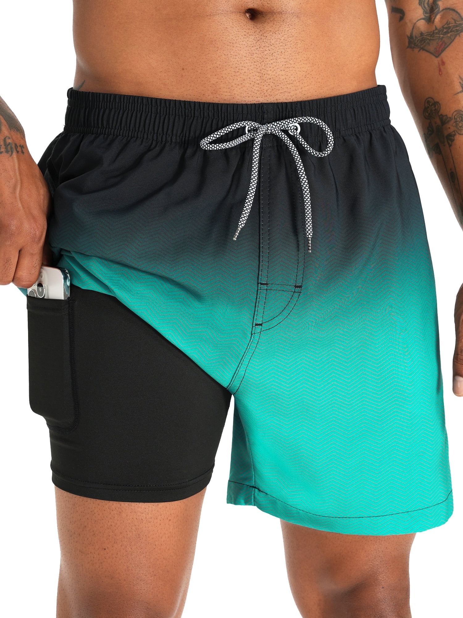 SURF CUZ Mens Swim Trunks with Compression Liner Quick Dry