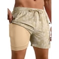 thumbnail image 1 of APTRO Mens Swim Trunks with Compression Liner 5" Quick Dry Bathing Suit Swim Shorts with Zipper Pockets Board Shorts Swimsuit Brown Leaves M, 1 of 8