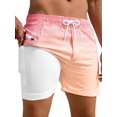 thumbnail image 1 of APTRO Mens Swim Trunks with Compression Liner 5" Quick Dry Bathing Suit Swim Shorts with Zipper Pockets Board Shorts Swimsuit Pink 2XL, 1 of 7