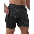 thumbnail image 1 of APTRO Mens Swim Trunks with Compression Liner 5 inch Inseam Quick Dry 2 in 1 Beach Bathing suits with Zipper Pockets 1-Black L, 1 of 7