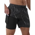 thumbnail image 1 of APTRO Mens Swim Trunks with Compression Liner 5 inch Inseam Quick Dry 2 in 1 Beach Bathing suits with Zipper Pockets 1-Black L, 1 of 7