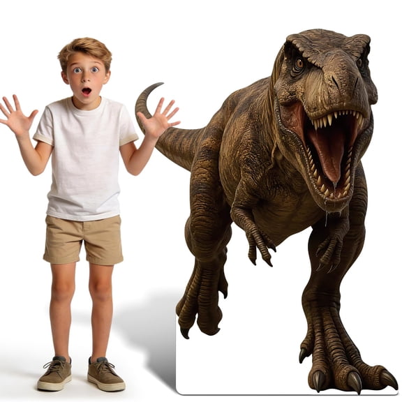 APUDWN 3.94Ft T-Rex Dinosaur Cardboard Cutout Stand-Up, Life Size Dinosaur Theme Photo Prop Party Decoration, Tyrannosaurus Rex Standee for Themed Birthday, Backdrop, Event Display Y101