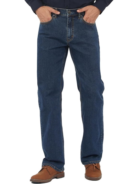 Men's Relaxed Fit Flex Jeans Straight Loose fit Jeans Dark Blue W34xL32