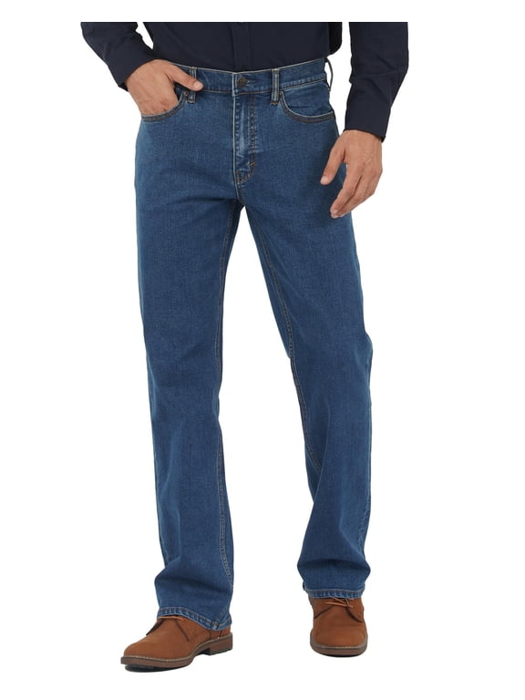 Men's Relaxed Fit Flex Jeans Straight loose fit Jeans Blue W40xL32