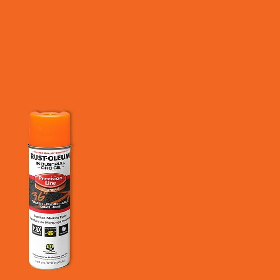 12 Pack, APWA Orange, Rust-Oleum Precision Line Marking Flat Spray Paint- 17 oz