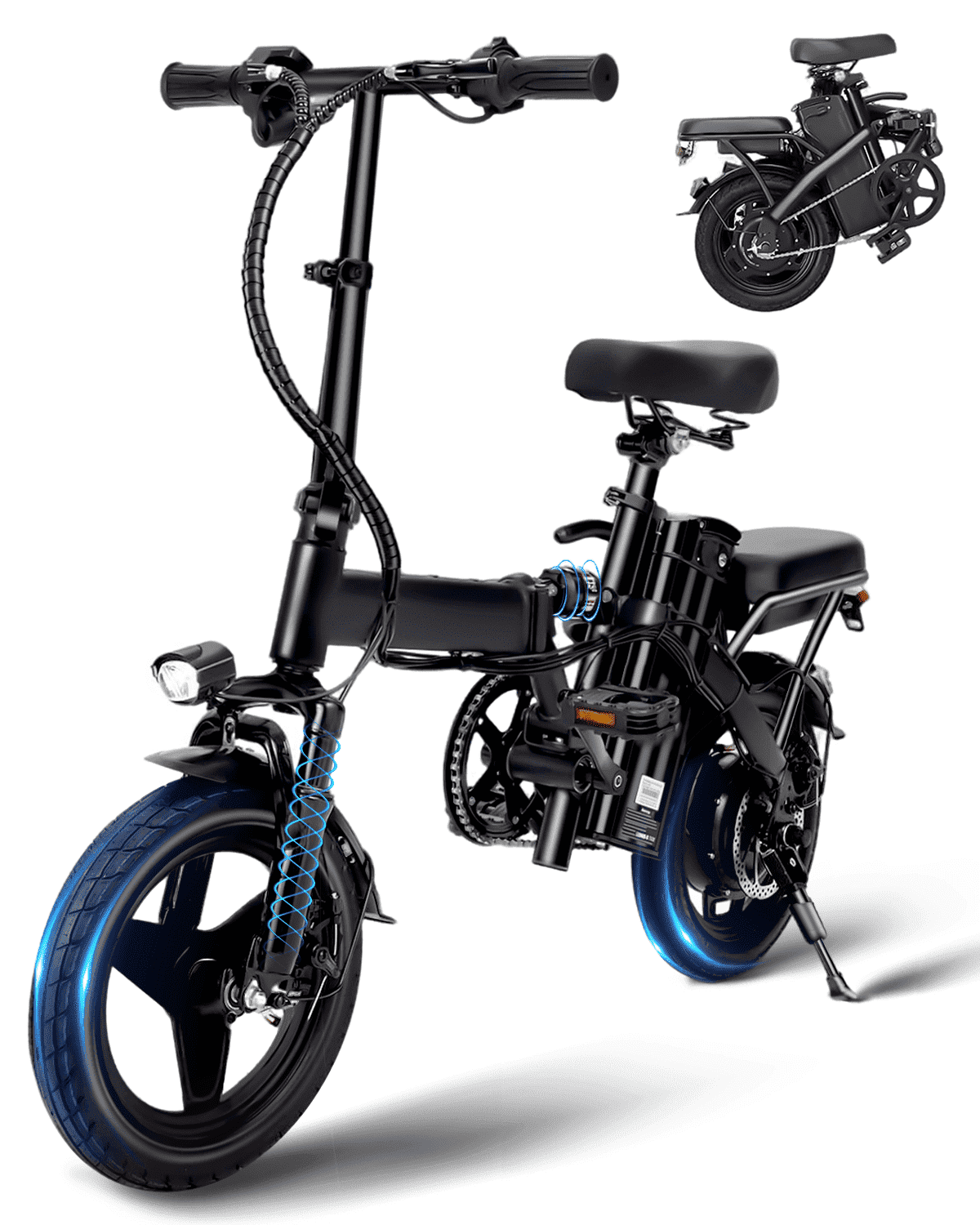 APYEAR 14" Folding Electric Bike 20 Miles, 500W Peak Electric Bicycle for Adults,  Ebike Speed of 15MPH, Suitable for Commuting‌ UL 2849