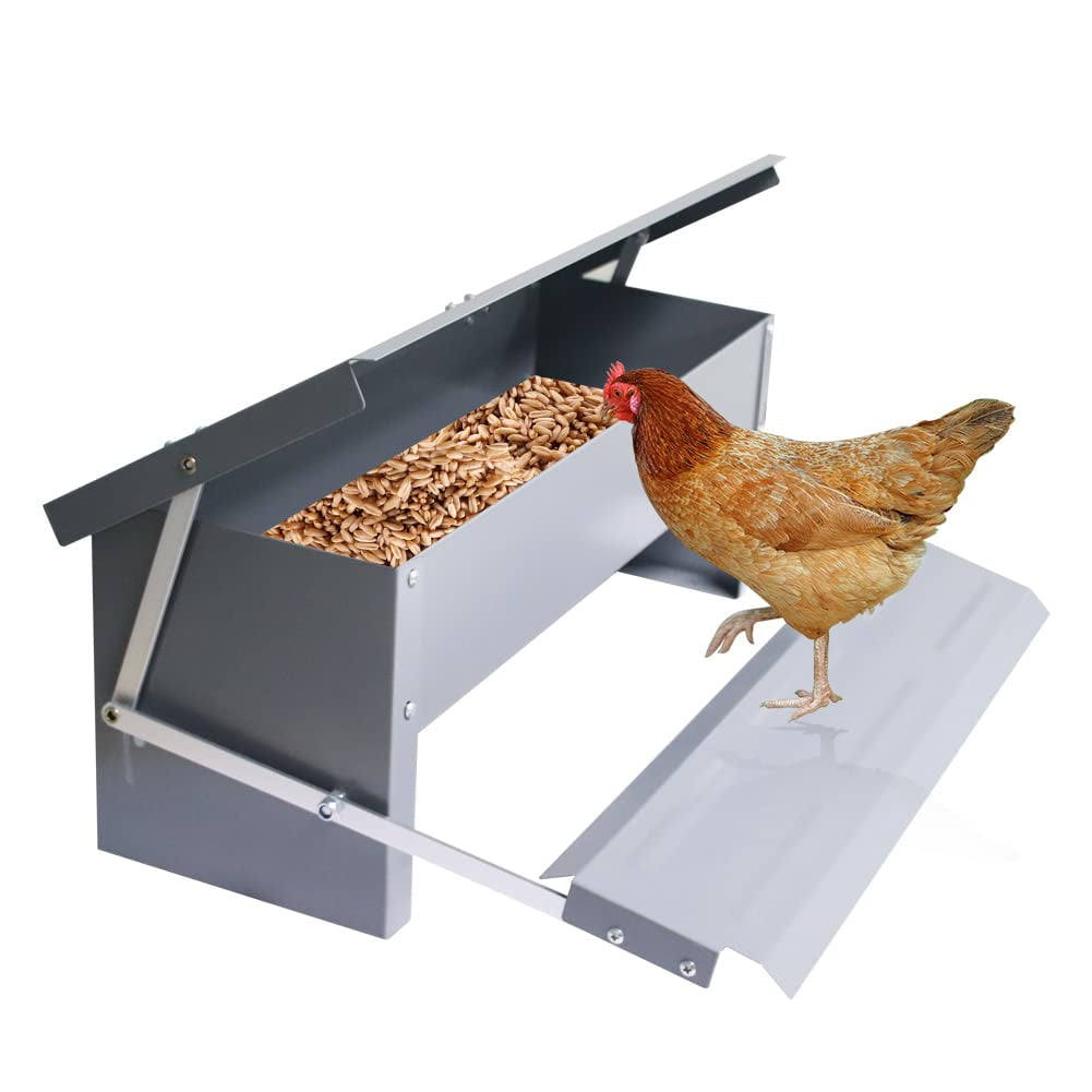 Automatic Chicken Feeder Galvanized Steel Poultry Feeders, 11.5kg of Feeds Pawhut