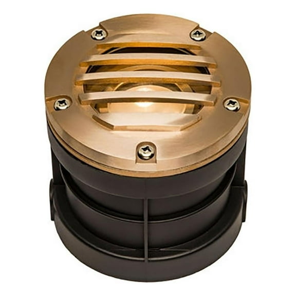 AQ Lighting Metal & Composite Well Light with Curved Grill Cover in Brass