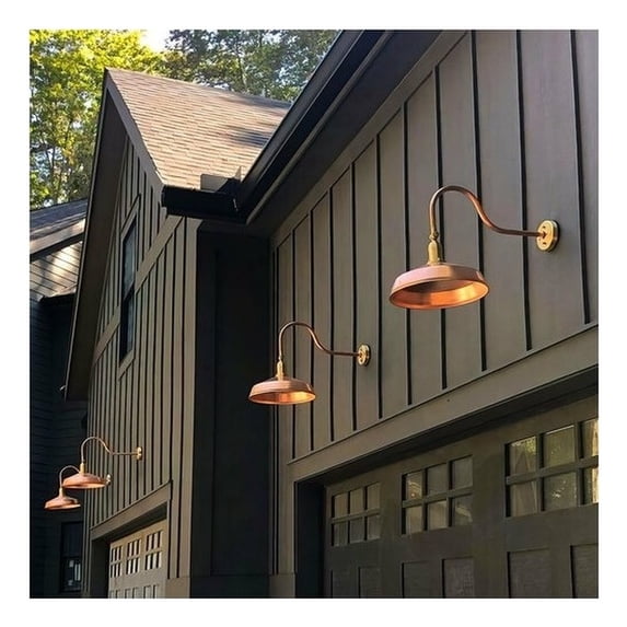 AQ Lighting Metal LED Outdoor Gooseneck Barn Light in Raw Copper