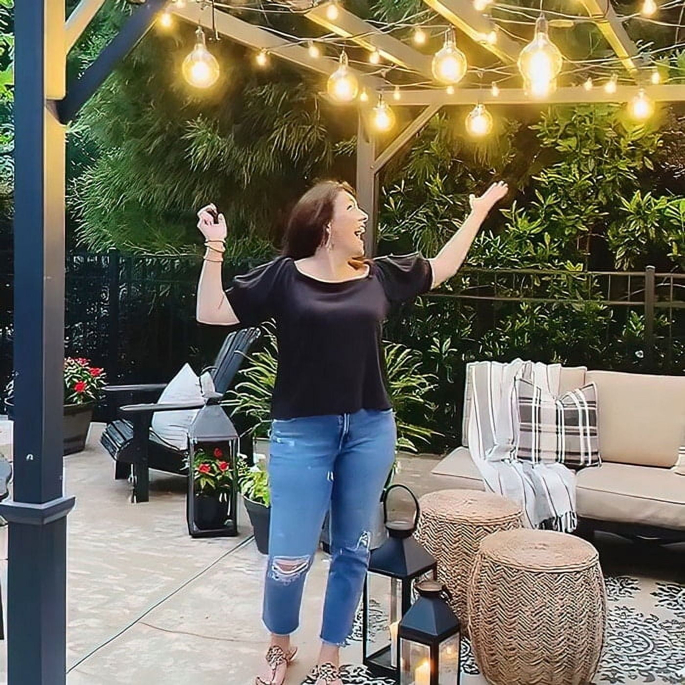 Black PVC Outdoor LED Globe String Lights with Dimmable Feature