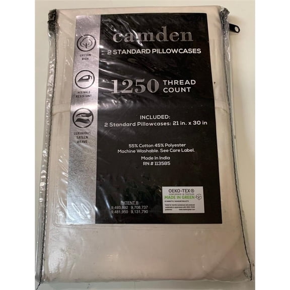 AQ Textiles Camden Sateen 1250 Thread Count 2 Standard pillowcases 21"x30" Ivory New with box/tags