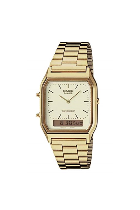 AQ230GA-9D Men's Analog Digital Dual Time Gold Tone Metal Band Watch