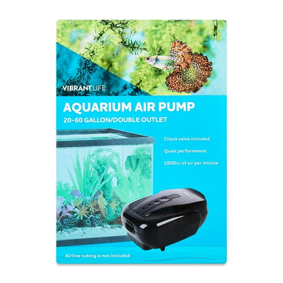 Vibrant Life 2800 CC Double Outlet Aquarium Air Pump, for 20-60 Gallon Tanks