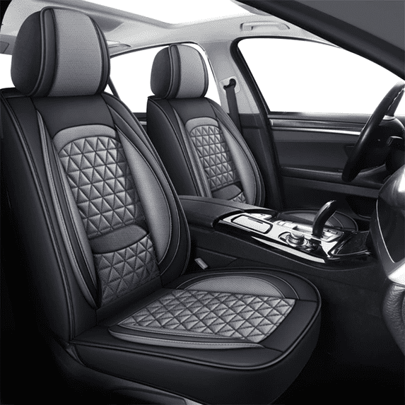 AQBDDBQ Car Seat Cover Fit for Chevrolet Chevy Malibu 2007-2026,Premuim Waterproof Leather Seat Protector,Scratch Resistant Easy Clean Airbag Compatible Gray,Front Set(2 Seats)