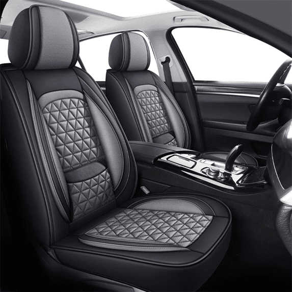 AQBDDBQ Car Seat Cover Fit for Nissan Rogue 2008-2026 Faux Leather Waterproof Comfort Car Seat Covers Lumbar Support Compatible Airbag Gray,Full Set(2 Row 5 Seats)