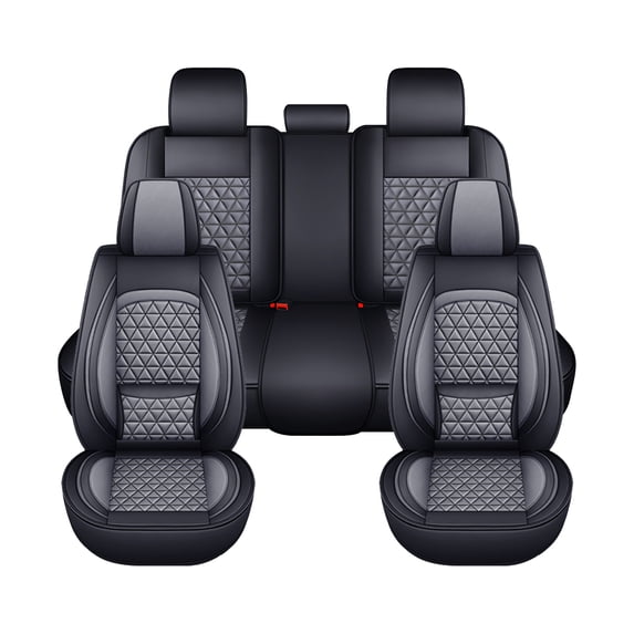 AQBDDBQ Car Seat Cover Fit for Toyota Tacoma 2016-2023 Faux Leather Waterproof Comfort Car Seat Covers Lumbar Support Compatible Airbag Grey,Full Set(2 Row 5 Seats)