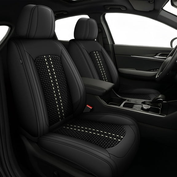 AQBDDBQ Car Seat Covers Front Seats for Chevrolet Chevy Cruze 2011-2019: Breathable Cooling Ice Silk Leather Seat Covers Cushion Compatible Airbag(Black,Front Row)