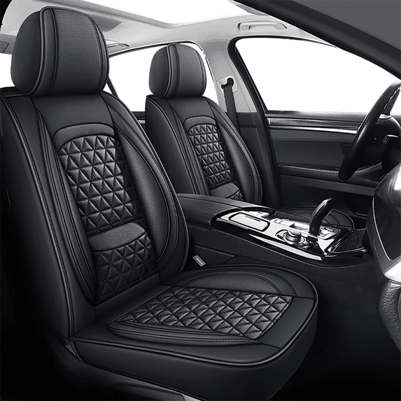 AQBDDBQ Car Seat Covers Front Seats Fit for Infiniti QX60 2014-2020 Waterproof Leather Seat Covers Comfort Car Seat Protector with Lumbar Support Black,Front Set(2 Seats)