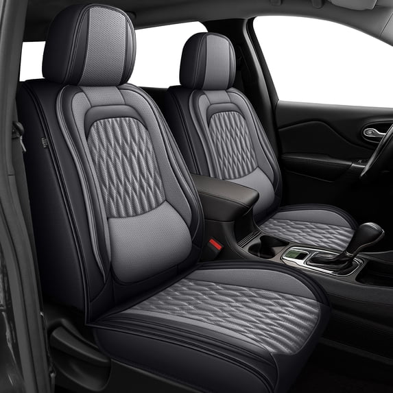 AQBDDBQ Car Seat Covers Front Seats Fit for Nissan Pathfinder 2011-2024 2025 Waterproof Leather Car Seat Covers Protectors with Lumbar Support Grey,Front Set(2 Seats)