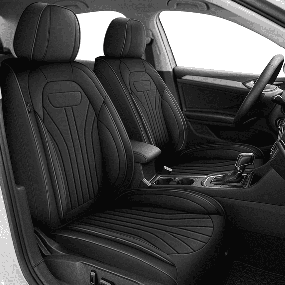 AQBDDBQ Car Seat Covers Front Seats Fit for Honda Ridgeline 2006-2014 Leather Waterproof Seat Covers Cushion Comfortable Car Seat Protector Compatible Airbag(Black,Front Row)