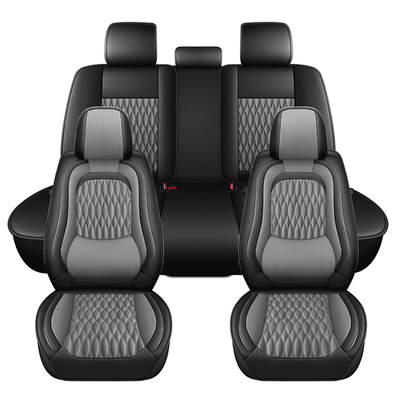 AQBDDBQ Car Seat Covers Full Set Fit for Cadillac XT5 2017-2026 Premium Leather Seat Covers with Lumbar Support,Waterproof Auto Protectors Cushions Grey,Full Set(2 Row 5 Seats)