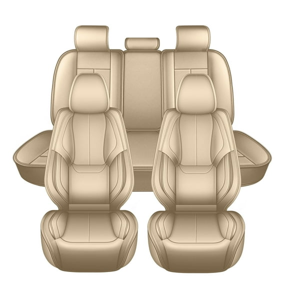 AQBDDBQ Car Seat Covers Full Set Fit for Honda Civic 2020-2025 CRV/CR-V 2007-2025 :5 Seats Breathable Comfort Luxury Leather Automotive Seat Cover Protector Beige,5 Seats