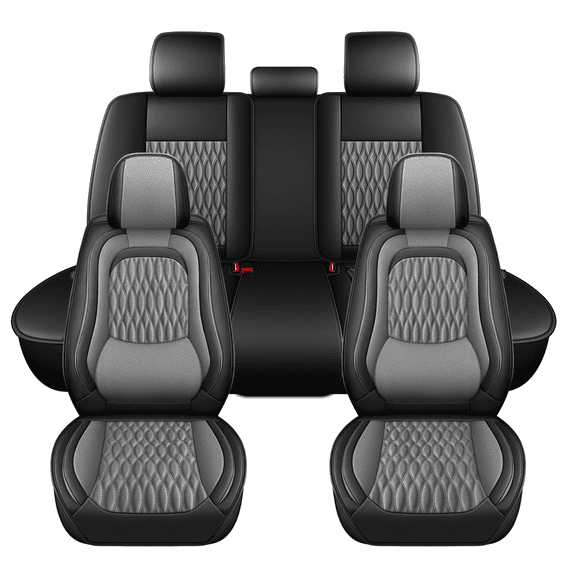AQBDDBQ Car Seat Covers Full Set Fit for Jeep Compass 2012-2024 2025 Premium Leather Seat Covers with Lumbar Support,Waterproof Auto Protectors Cushions Grey,Full Set(2 Row 5 Seats)
