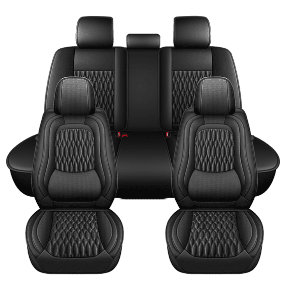 AQBDDBQ Car Seat Covers Full Set Fit for Nissan Pathfinder 2011-2024 2025 Faux Leather Waterproof Comfort Full Set Car Seat Covers Lumbar Support Seat Cushion Black,Full Set(2 Row 5 Seats)