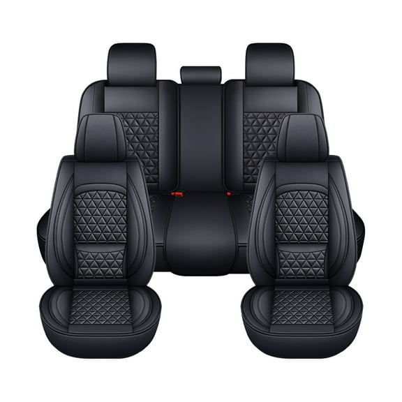 AQBDDBQ Car Seat Covers Full Set Fit for Toyota Tundra 2008-2024 2025 Waterproof Leather Seat Covers Cushion Lumbar Support Comfort Automotive Interior Black,Full Set(2 Row 5 Seats)