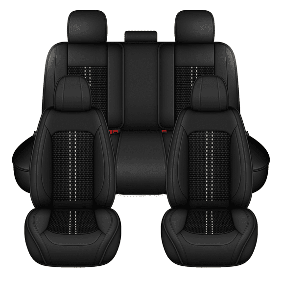 AQBDDBQ Car Seat Covers Full Set for Honda CRV 2023-2025 Leather Ice Silk Seat Covers Cushion Breathable Easy Installation Compatible Airbag(Black,2 Row 5 Seat)