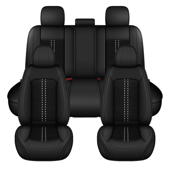 AQBDDBQ Car Seat Covers Full Set for Honda Odyssey 2007-2025 Ice Silk Leather Seat Covers Cushion Breathable Cooling Comfort Easy Installation(Black,2 Row 5 Seat)