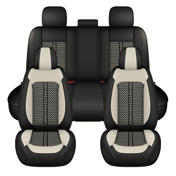 AQBDDBQ Car Seat Covers Full Set for Mazda CX-5 2013-2025 Ice Silk Leather Seat Covers Cushion Breathable Cooling Comfort Easy Installation(Beige,2 Row 5 Seat)