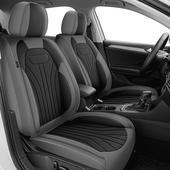 AQBDDBQ Front Seat Covers fit for BMW X1 2013-2020 Leather Waterproof Seat Covers Cushion Luxury Car Seat Protector(Grey,Front Row)