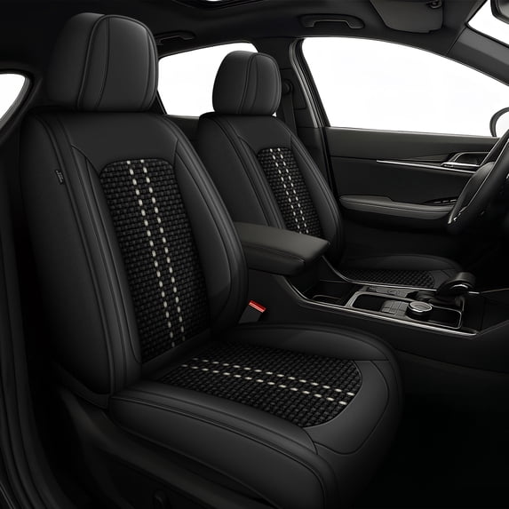 AQBDDBQ Front Car Seat Covers for GMC Terrain 2010-2025 Ice Silk Leather Seat Covers Cushion Breathable Cooling Comfort Easy Installation(Black,Front Row)