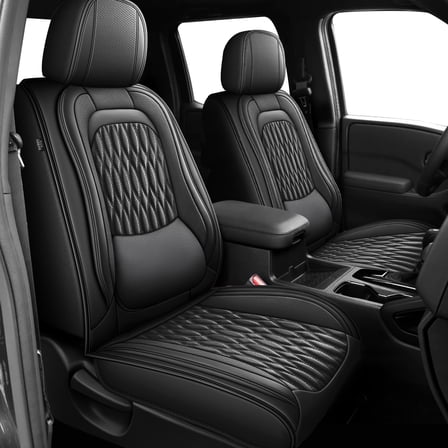 AQBDDBQ Front Seat Covers Fit for Jeep Cherokee 2014-2025 Comfort Leather Waterproof Car Seat Cover Car Seat Protector Cushion Black,Front Set(2 Seats)
