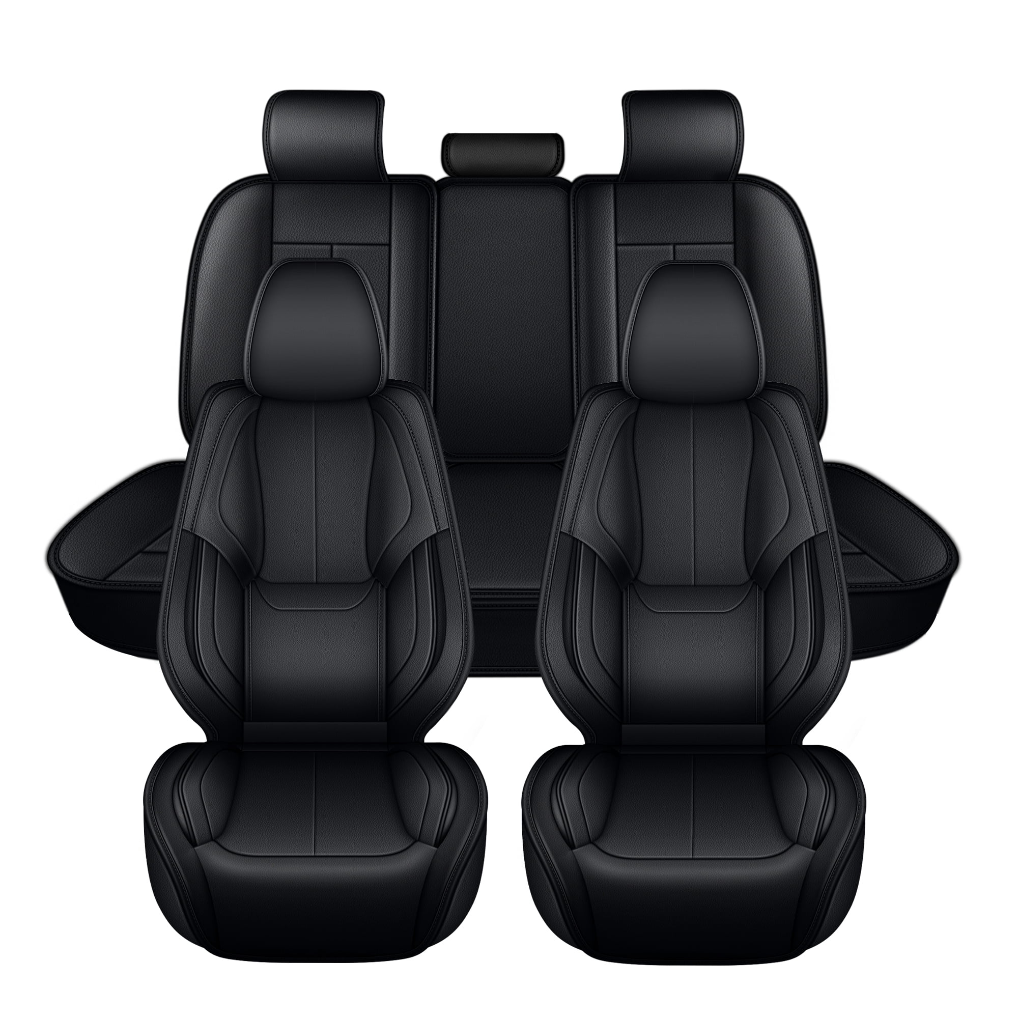 AQBDDBQ Seat Covers Full Set Custom for Lexus ES 350 300H 2007-2025:5 Seats Breathable Luxury Leather Seat Cover Carseat Protectors Black,Full Set(5 Seats)