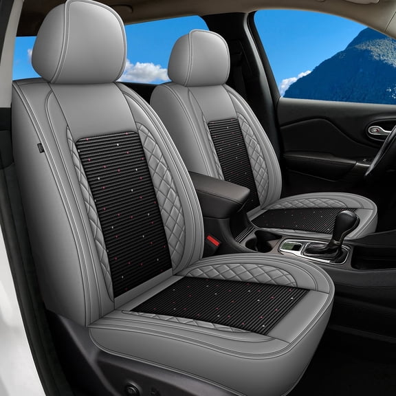AQBDDBQ Seat Covers Full Set for Toyota RAV4 2013-2025 2026: Breathable Leather Seat Covers Cushion Ice Silk Cooling Comfort 4 Season(Grey,2 Row 5 Seat)