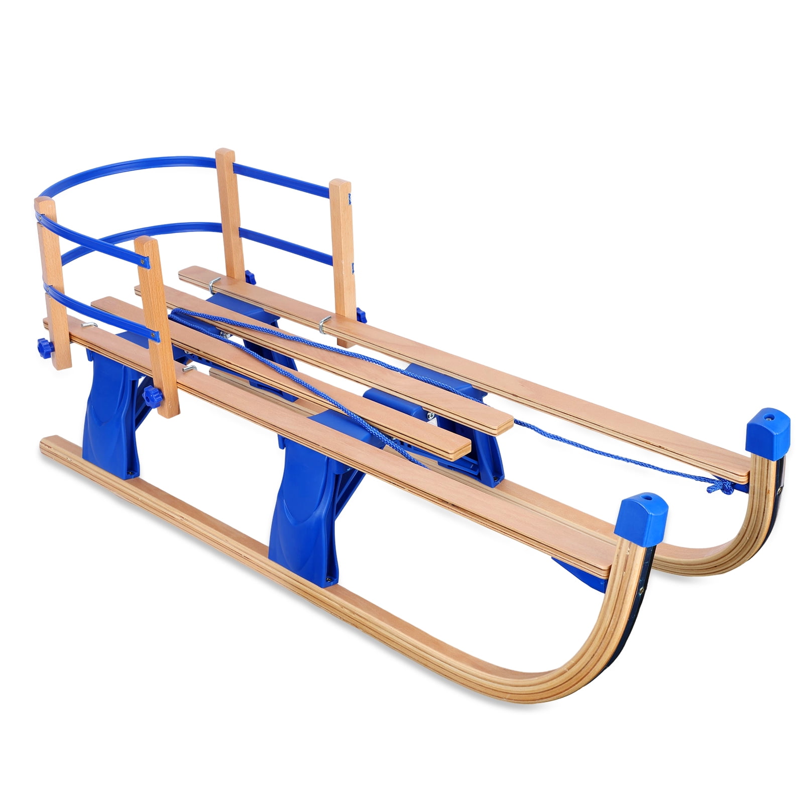 AQCW Foldable Kids Snow Sled with Backrest,Long Digging Rope Children