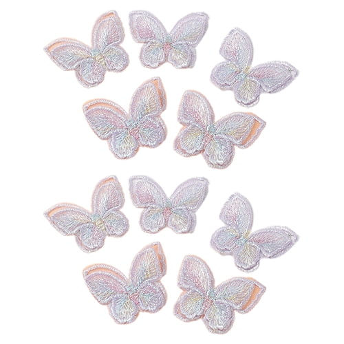 AQGT 10Pcs Butterfly Appliques Exquisite Handicraft Double Layers DIY Embroidery Butterfly Patches Craft Flower Accessories