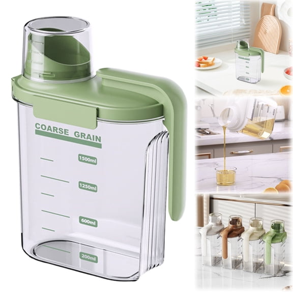 AQITTI 1 Piece Cereal Containers Storage, BPA Free Dispenser Plastic Bin,52 oz Airtight Dry Food Storage Containers with Pouring Spout Measuring Cup for Snacks Grain Rice,Kitchen Organizer Bin S