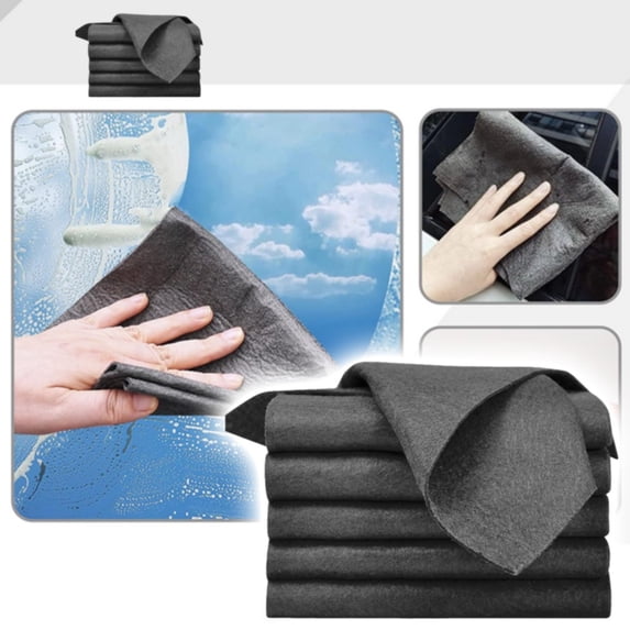 AQITTI 10Pcs Magic Cleaning Cloth, Microfiber Thickened Cotton Reuseable, Glass Cleaning Cloths for Kitchen, Window, Cars, Black