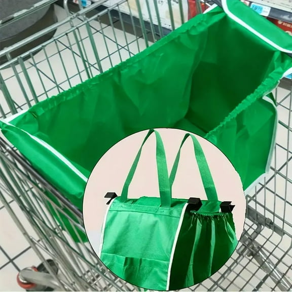 AQITTI 1Pack Reusable Shopping Trolley Bags Grab and Go Bag Collapsible Grocery Tote Bags with Straps,Washable Shopping Totes to Save Time & Easy Storage, Detachable Grocery Bags,Green
