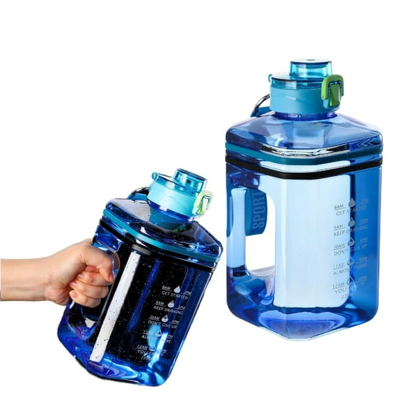 AQITTI 2.2 Liter Water Bottles - Half Gallon Water Bottle BPA Free - Ideal for Gym, Big Water Jug, Reusable Sports Bottle with Measurements Marked Drink Container Blue