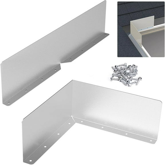 AQITTI 2 Pcs Gutter Valley Splash Guards,Rain Gutter Valley Roofing Gutter Guards, Diverter Roof Rain Diverter for House Shingle Roofs Corner Silver
