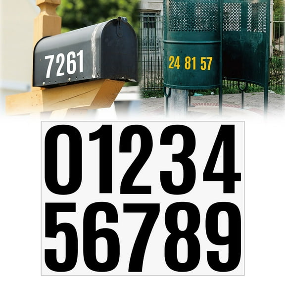 AQITTI 4 inch Mailbox Numbers for Outside, Waterproof Mailbox Number Label,Consecutive Numbers 0-9,Strong Self Adhesive Vinyl Address Numbers, Ideal for Mailboxes,Storage Boxes,Cabinets BK2