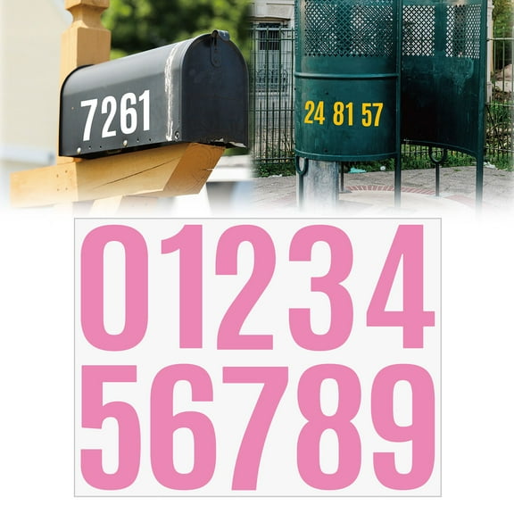 AQITTI 4 inch Mailbox Numbers for Outside, Waterproof Mailbox Number Label,Consecutive Numbers 0-9,Strong Self Adhesive Vinyl Address Numbers, Ideal for Mailboxes,Storage Boxes,Cabinets Pink