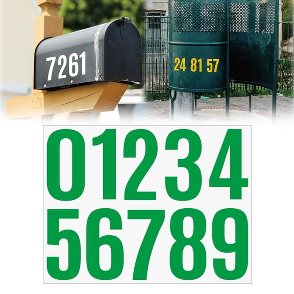 AQITTI 4 inch Mailbox Numbers for Outside, Waterproof Mailbox Number Label,Consecutive Numbers 0-9,Strong Self Adhesive Vinyl Address Numbers, Ideal for Mailboxes,Storage Boxes,Cabinets Green