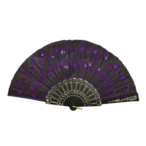 AQITTI Best Chinese Style Dance Wedding Party Lace Silk Folding Hand Held Flower Fan