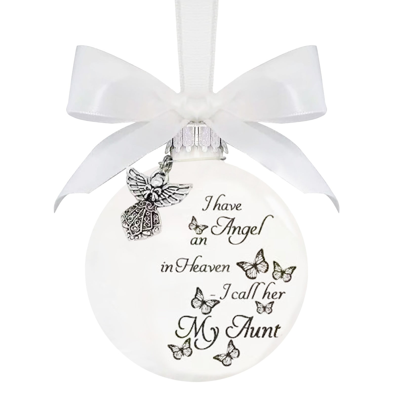 AQITTI Christmas Ball Memorial Ornaments Round Shape Butterfly Print